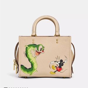 Disney X Coach Rogue 25 In Regenerative Leather W/ Mickey Mouse And Caterpillar